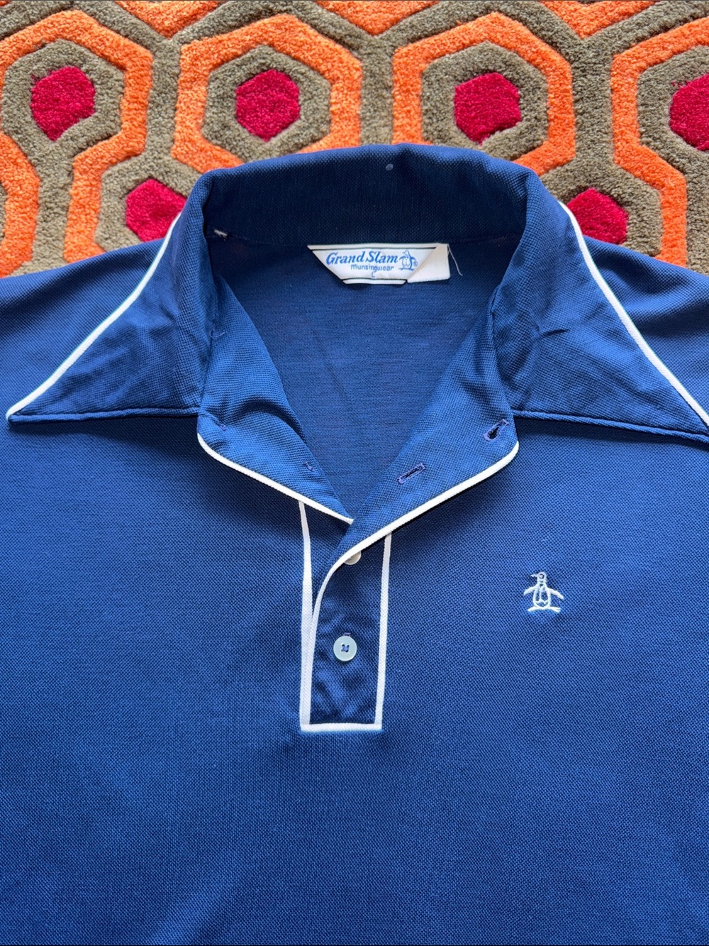 MAKE OFFER! Vintage Original Penguin Blue, White Piping Grand Slam Munsingwear